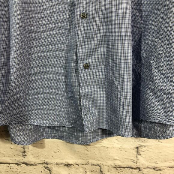 Alfani Mens Fitted Performance Button Up Dress Shirt Sz 18 34-35 XXL Blue Plaid - Picture 7 of 10